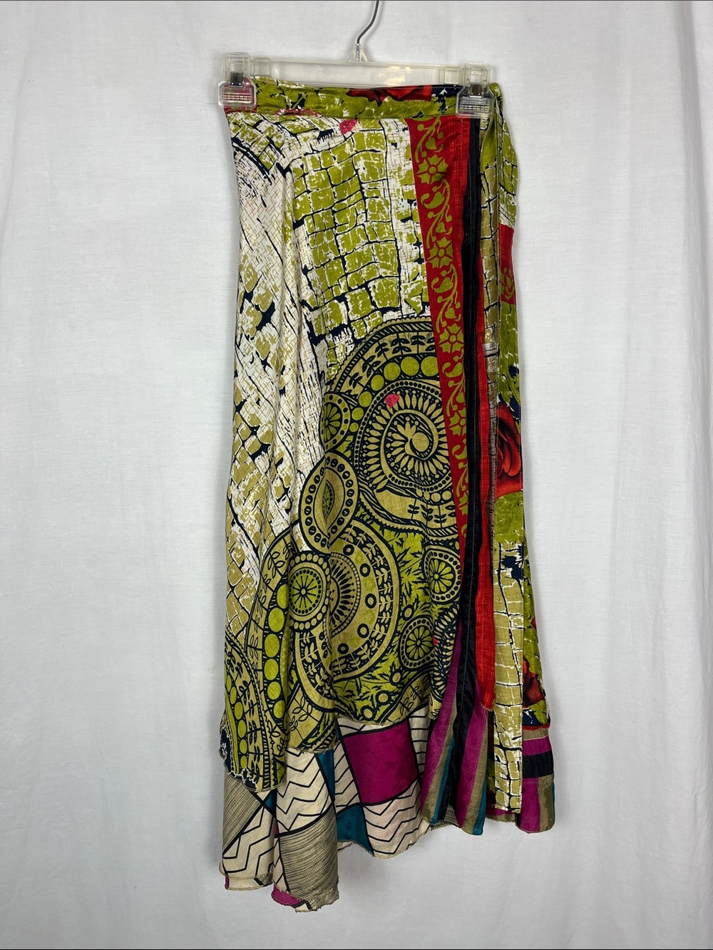 Bundle of 2 Boho Magic Wrap Skirts: Abstract Floral and Green Floral Sequin - Picture 6 of 9